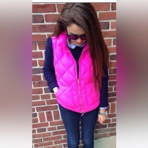 J Crew hot pink puffer vest